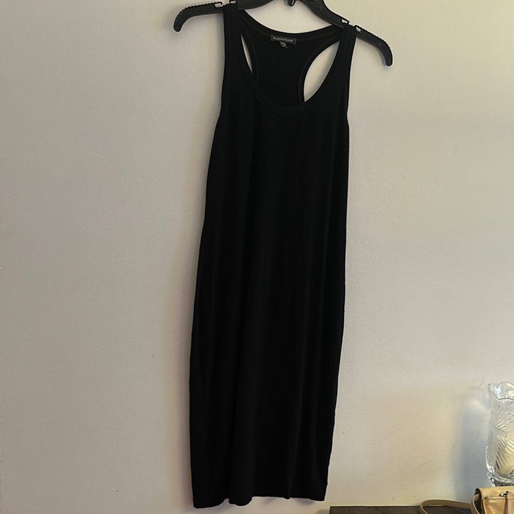 Eileen Fisher Black Sheath Halter Midi Dress - Preloved